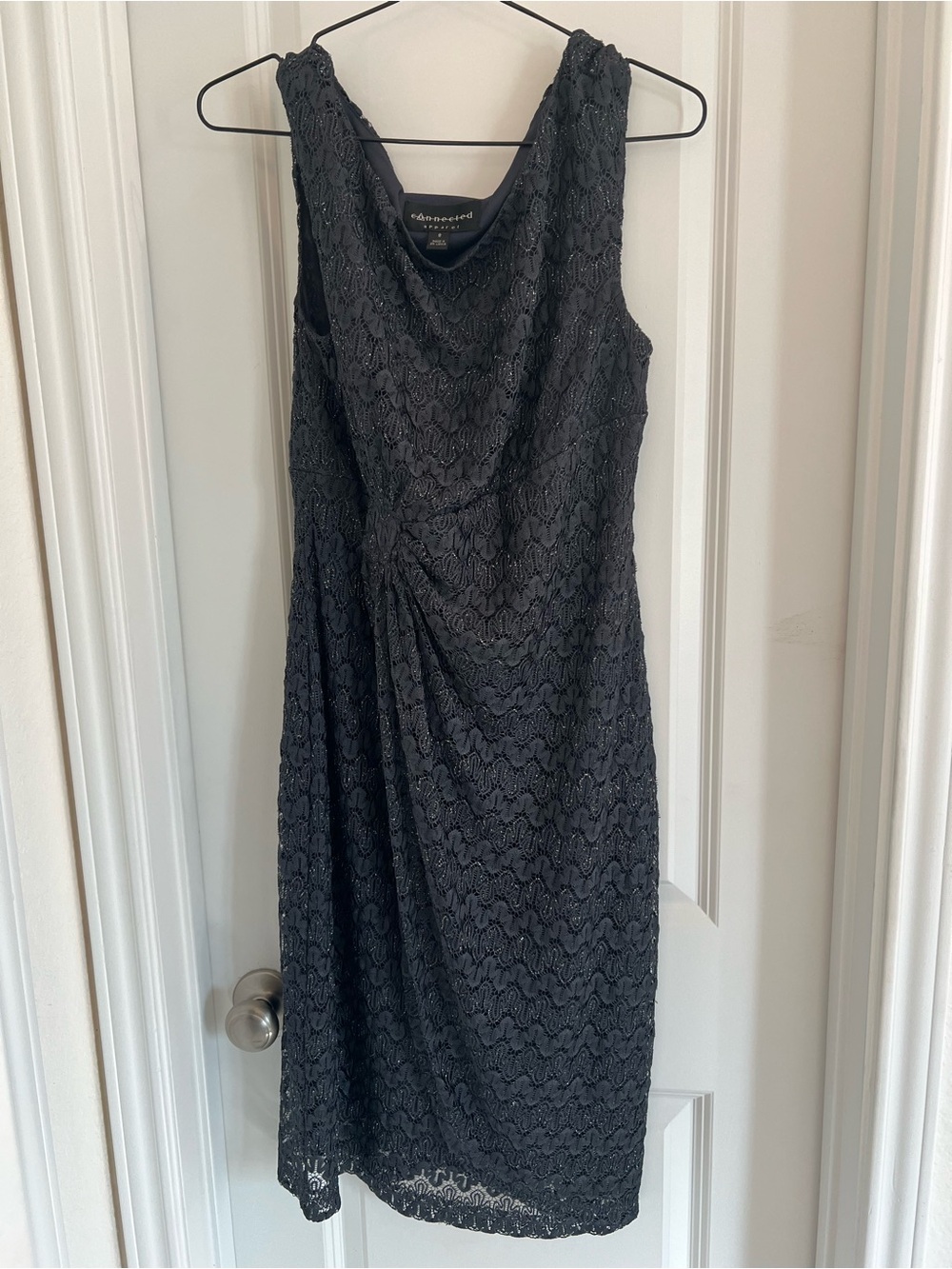 Connected Apparel women’s dark gray/charcoal lace sheath dress, size 8. - Picture 3 of 5